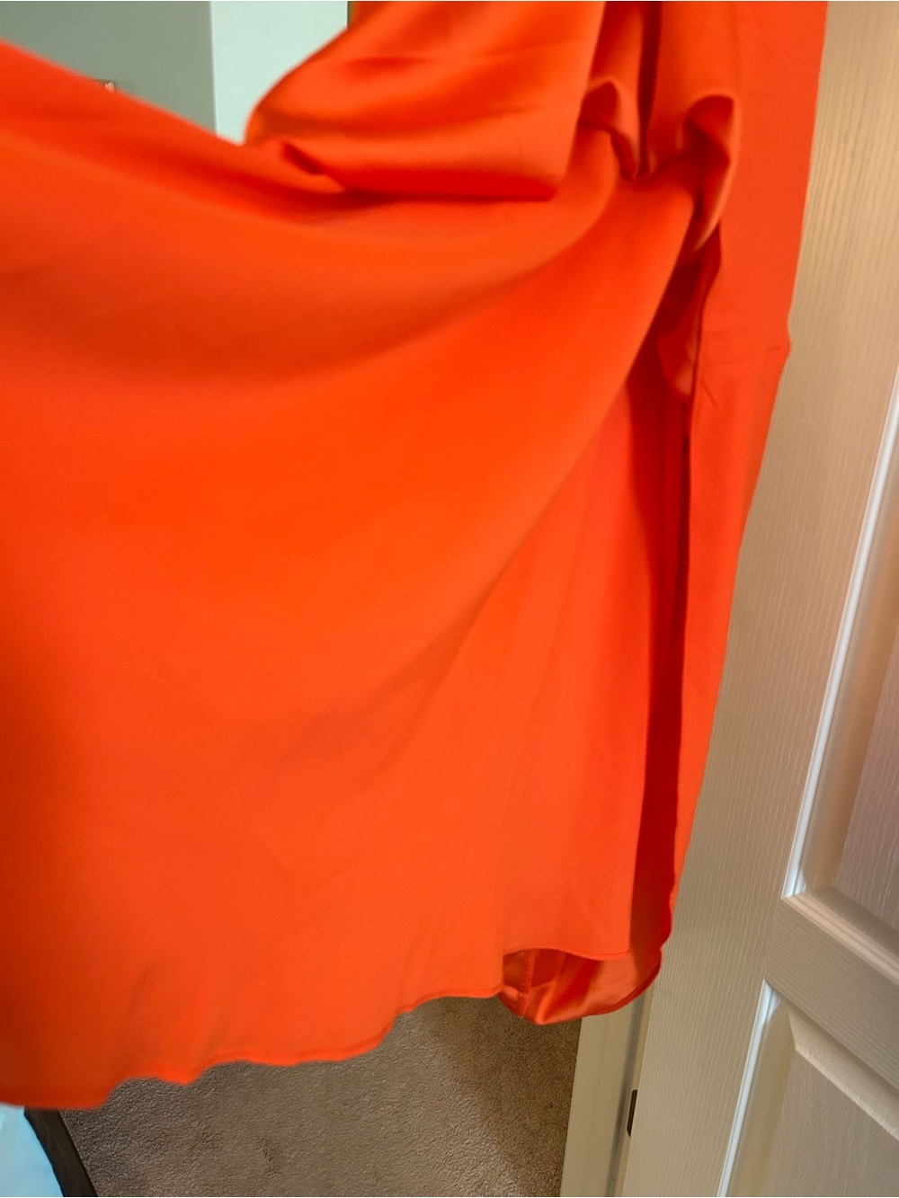 Ann Taylor Size 4 Sleeveless Bright Orange High-Low Belted Midi Dress - Picture 4 of 7